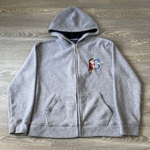 Vintage Disney Grumpy‎ Fleece Hoodie Full Zip Gray Small Seven Dwarves Movie